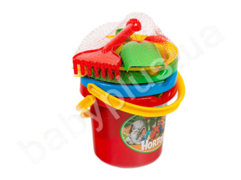 Пісочний набір лопатка, граблі, сито, пасочки і відро. Lico Toys Л-025-3
