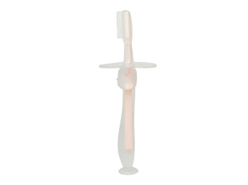 Силіконова зубна щітка з обмежувачем рожевий. MegaZayka 0707