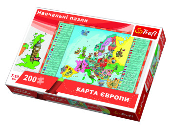 Пазлы учебные Карта Европы, Украинская версия, 200 элементов, Trefl