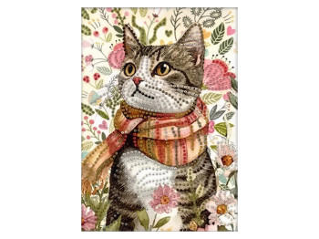 Алмазная мозаика Коричневый котик, 15×25,7 см, частичная выкладка