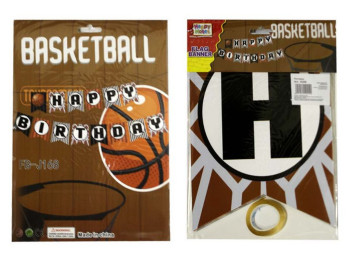 Растяжка праздничная Happy Birthday Баскетбол, 19×15,5 см, с фольгой, 10259