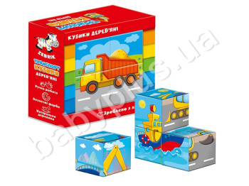 Дерев'яні кубики Транспорт, Vladi Toys