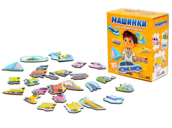 Дерев'яний магнітний пазл Машинки