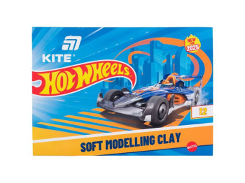 Пластилін восковий Hot Wheels м’який, 12 кольорів, з палітрою