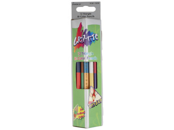 Набор цветных карандашей трехгранных двухсторонних 12 шт.24 цвета в картонной коробке. Marco 9101-12