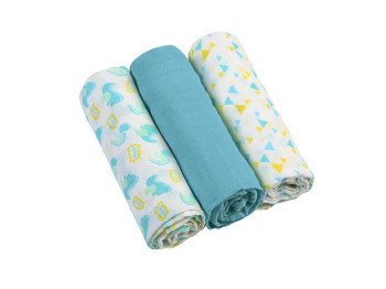Пеленки Муслин хлопчатобумажные голубые 3 шт. 70х70 см. BabyOno 348/03