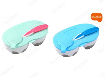 Мисочка с ложечкой двухкамерная. BabyOno 1067
