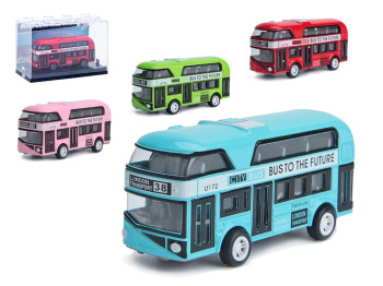 Игрушечный двухэтажный автобус London, металлический, 9,5 см, 4 вида (цена за 1шт)