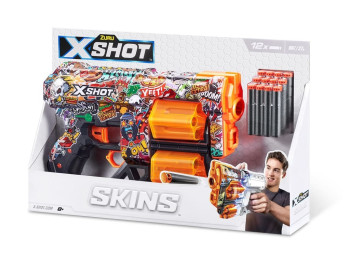 Швидкострільний бластер іграшковий X-SHOT Skins Dread Sketch 12 патронів. Zuru 36517H