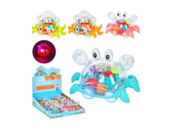 Игрушка морское животное, шестерни, звук, свет, 2 вида, 4 цвета, (цена за 1шт)