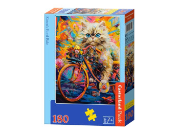 Пазлы Цветочная прогулка котенка, 180 элементов, Castorland