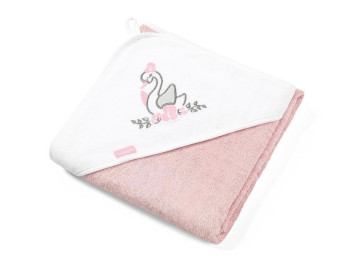 Полотенце бамбуковое с капюшоном розовое Лебедь 85х85 см. BabyOno 343/04