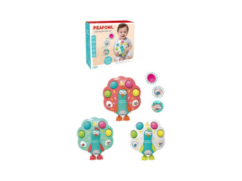 Игра сенсорная Павлин, Pop it, погремушка, пищалка, 3 цвета