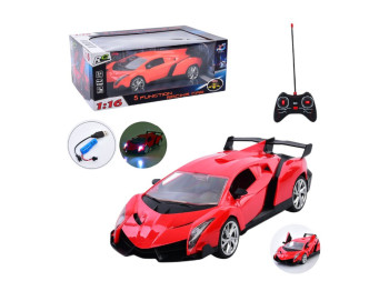 Машина на радиоуправлении, 1:16, спорткар, свет, аккумулятор, USB-зарядка, 2 цвета