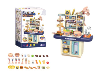 Кухня игровая с плитой и мойкой с водой, со светом, посудой и продуктами 36T-3