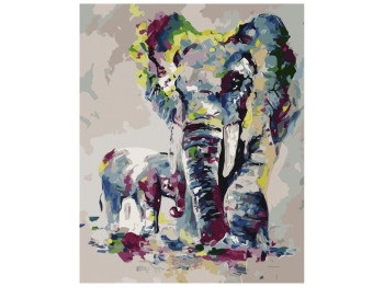 Набір для розпису по номерах Акварельні слони 40х50 см, Strateg