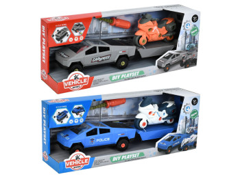 Конструктор на шурупах Машина з причепом 53 см 7654-B1A-B1B, з викруткою, BabyToys
