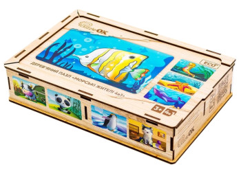 Деревянный пазл 4в1 Морские жители, развивающий, PuzzleOk