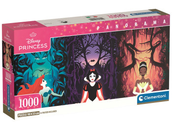 Пазли 1000 елементів, "Панорама", Три принцеси та їхні лиходії, Clementoni 39894