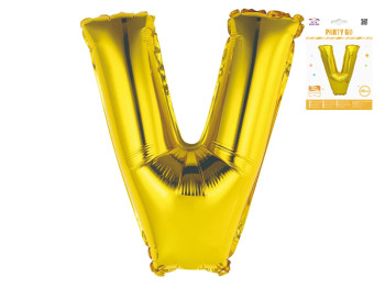 Шар фольгированная буква V Party Go, 40 см, золотая