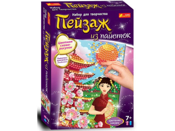 Набор для творчества, Пейзаж из пайеток Цветение сакуры, Ranok Creative