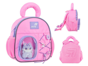 Рюкзак детский Kite Kids Cat&amp;Fun K26-2737XXS-1, с плюшевой игрушкой