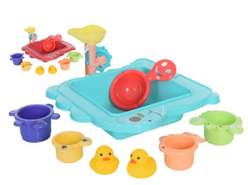 Игра для купания и песочницы 669-602D, 31 см, водопад и уточка, воронки-формочки