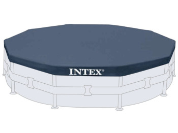 Тент-покривало Intex 28030, ПВХ-брезент, для круглих каркасних басейнів, 305см, колір синій