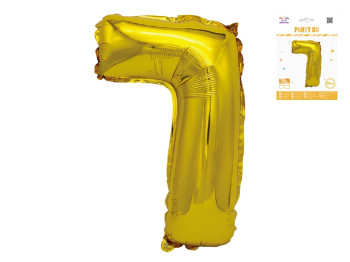 Шар фольгированная цифра 7 Party Go 40 см, самодержащаяся форма, золотая
