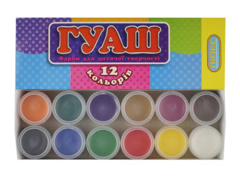 Гуашь 12 цветов 20 грамм. Люкс Колор ФГ-20-12