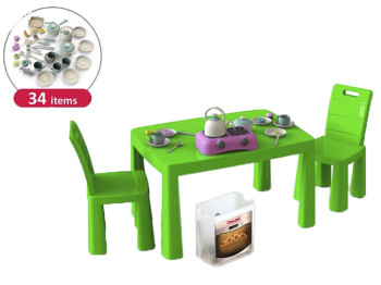 Ігровий набір Кухня. TM Doloni Toys 04670-1. 34 предмети, стілець і 2 стільці.