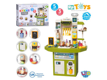 Игрушечная кухня, плита, мойка, музыка, свет, пара, кулер, песни, стихи, 74 предмета