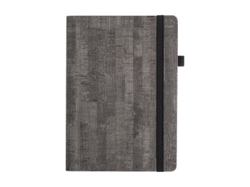 Блокнот деловой WOOD A5, 96 л., линия, серый, искусственная кожа