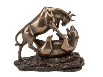 Статуетка Сутичка ведмедя та бика 15,5 см, Veronese 77493A1