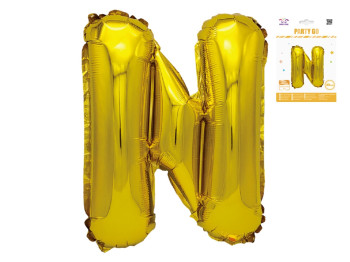Шар фольгированная буква N Party Go, 40 см, золотая