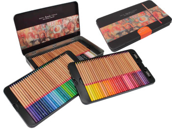 Набір кольорових олівців 100 кольорів в металевій коробці. Marco FineArt-100TN