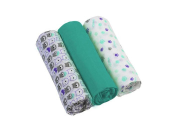 Пеленки Муслин хлопчатобумажные бирюзовые 3 шт. 70х70 см. BabyOno 348/05