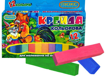 Мел 12 кольорів квадратний з европодвесом. Люкс Колор ККЕ1512