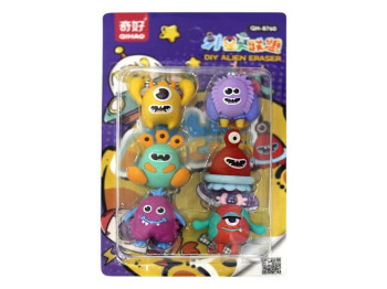 Набор резинок стирающих Монстры QH-8760, 6 шт