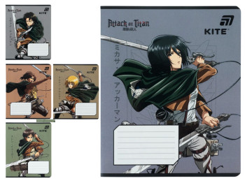 Зошит шкільний Kite Attack on Titan, 18 аркушів, клітинка, 5 видів (ціна за 1шт), Kite