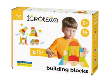 Строительные деревянные блоки для малышей 14 фигур, Igroteco