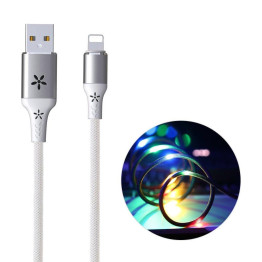 Кабель USB For Lightning зі світлодіодним підсвічуванням (білий). Довжина 1 м. ТМ Remax