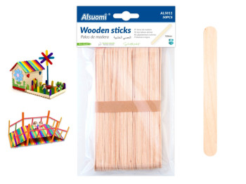 Деревянные палочки для творчества Wooden Sticks, 150 мм, набор 50 шт, Alsumi