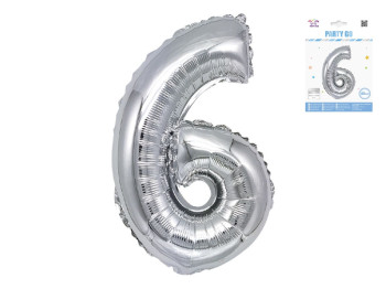 Шар фольгированный 6 Party Go 40 см, самодержащаяся форма, серебряный