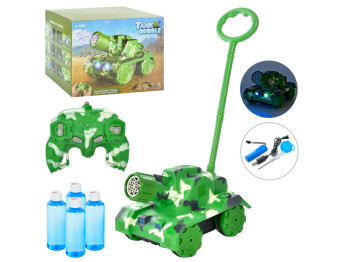 Мыльная игра танк-каталка LS20319, светящаяся, пускающая мыльные пузыри, аккумуляторная