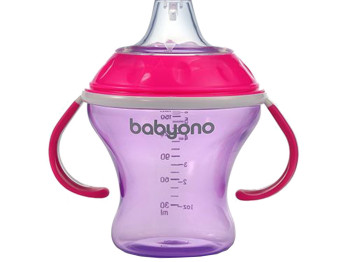 Поила непроливайка с мягким носиком Розовый Natural nursing 180 мл. BabyOno 1456/02