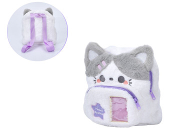 Мягкая игрушка-рюкзак Кот 25×22×9 см, на молнии, с карманом, ТМ Сонечко