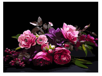 Картина по номерам на подрамнике Цветочная гармония на черном фоне FH-41, 30×40 см, Strateg