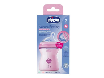 Бутылочка пластиковая Natural Feeling Color 250 мл, Chicco