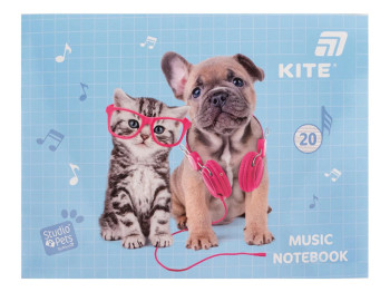 Зошит для нот А5 Kite Studio Pets, А5, 20 аркушів